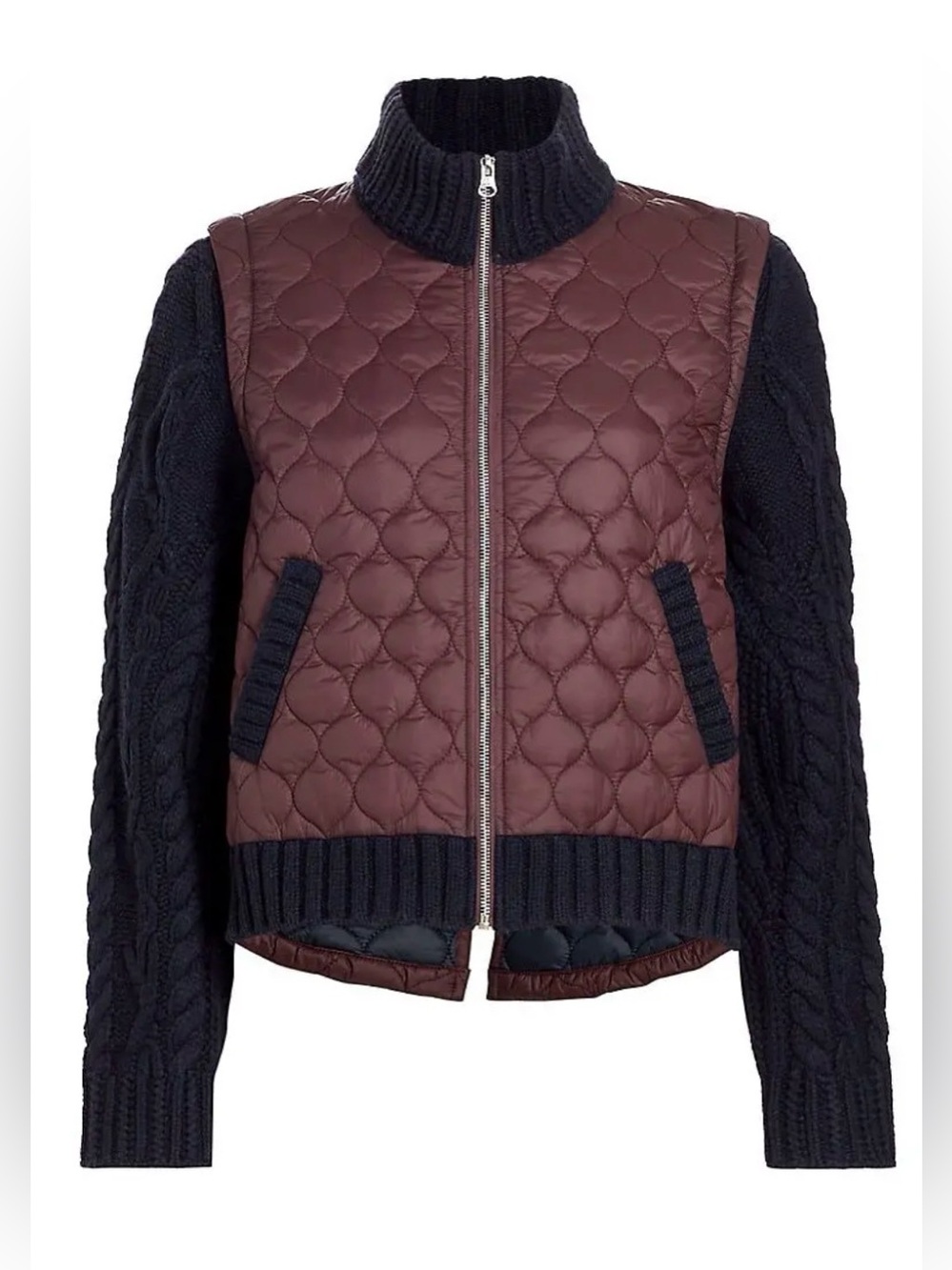 VERONICA BEARD
Patra Quilted Wool-Blend Mixed-Media Jacket size m